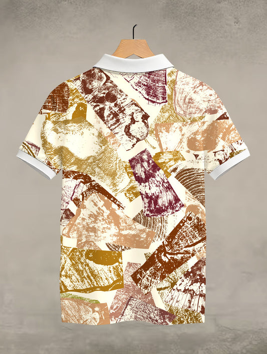 Wood Cut Pattern Polo T-Shirt #PP125