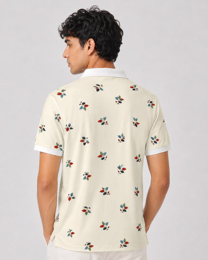 Small Leaf Pattern Printed Polo #PP110