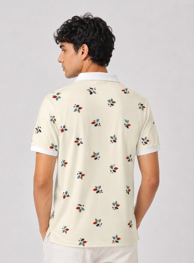 Small Leaf Pattern Printed Polo #PP110