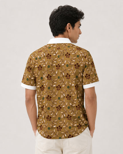 Hand Drawn Floral Printed Polo #PP111