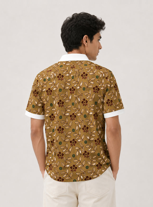 Hand Drawn Floral Printed Polo #PP111