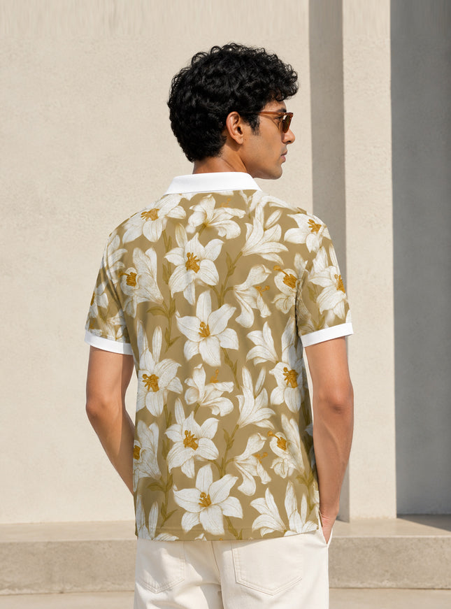 Lily Floral Printed Polo #PP109