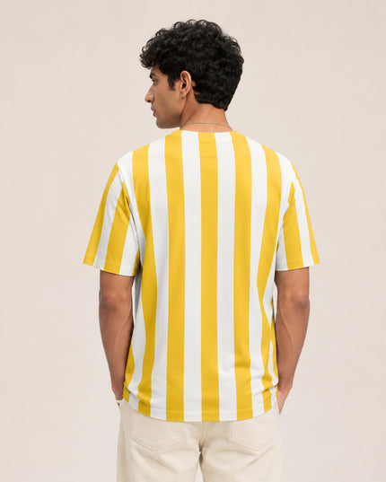 Yellow Striped Printed T-Shirt #PT146