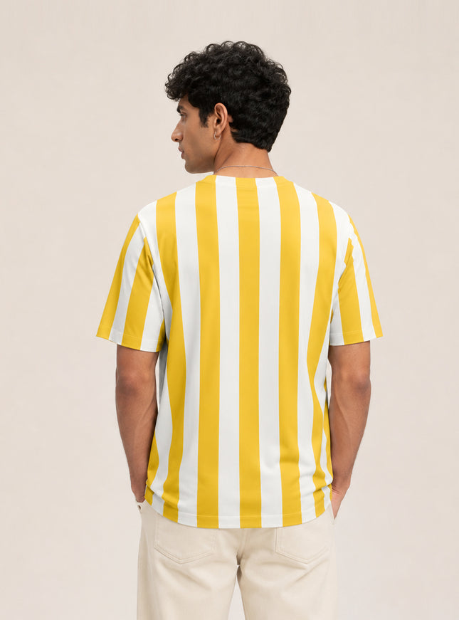 Yellow Striped Printed T-Shirt #PT146