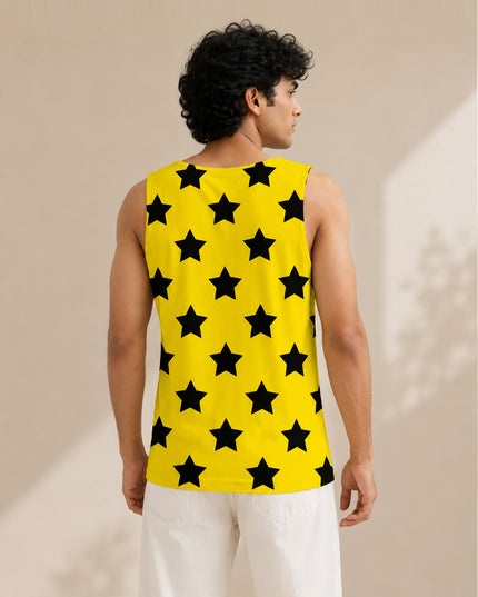 Black Yellow Star Printed Sando #159