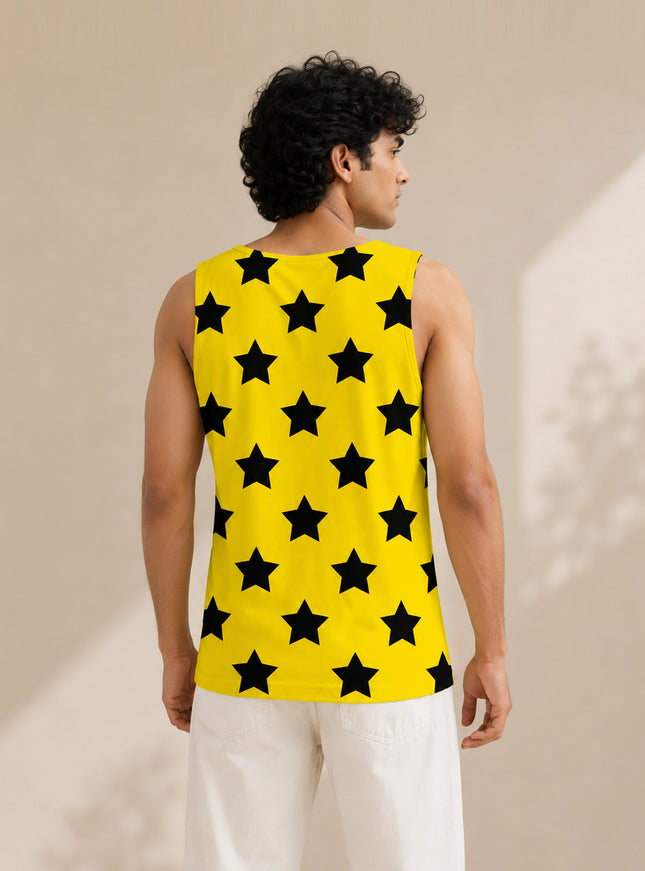 Black Yellow Star Printed Sando #159