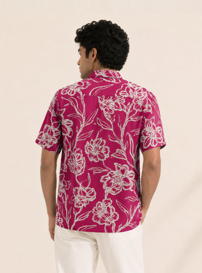Hand-Drawn Bloom Print Shirt