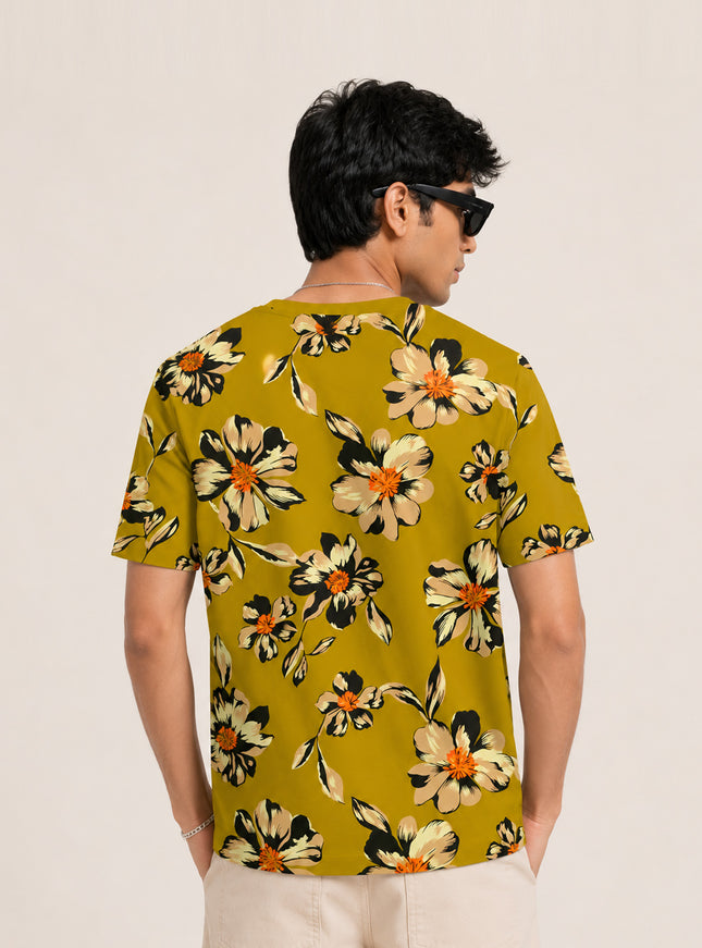 Floral Green Printed Tees #PT106