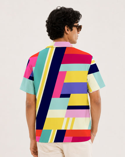 Abstract Colourful Stripes Printed Shirt