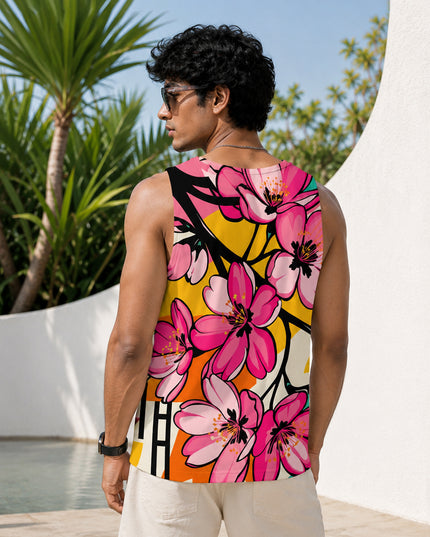 Pink Floral Printed Sando #110