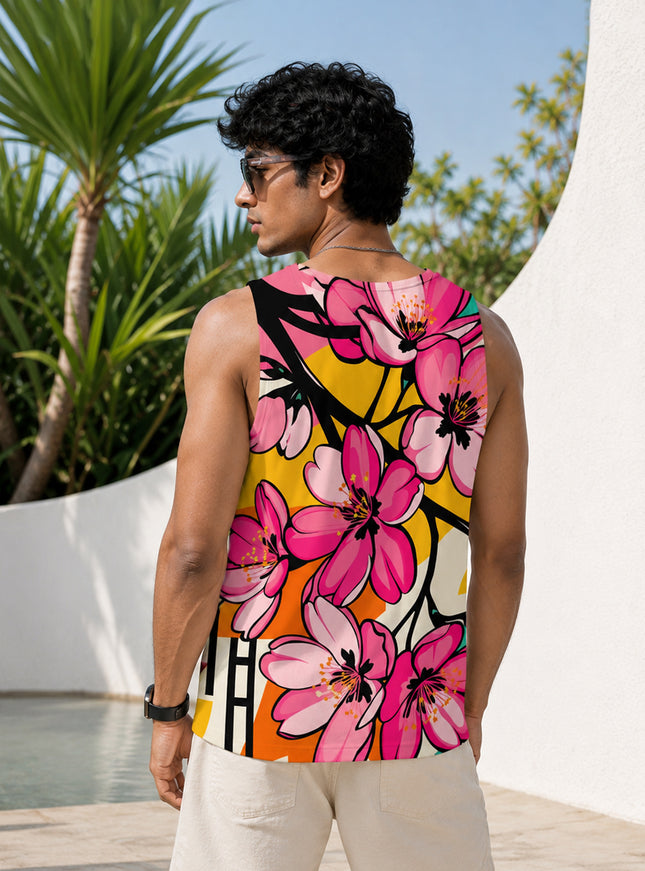 Pink Floral Printed Sando #110