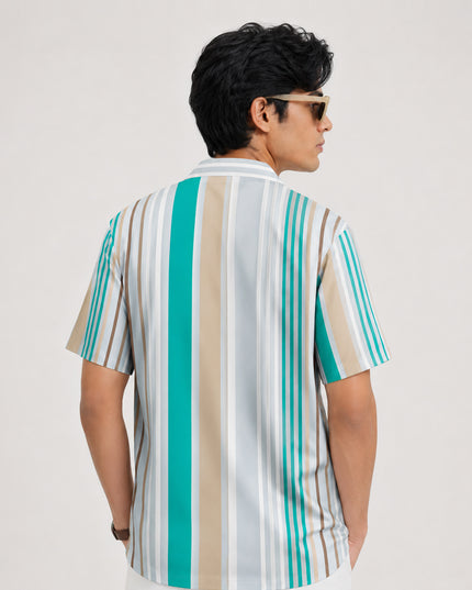 Multicolor Barcode Stripe Printed Shirt