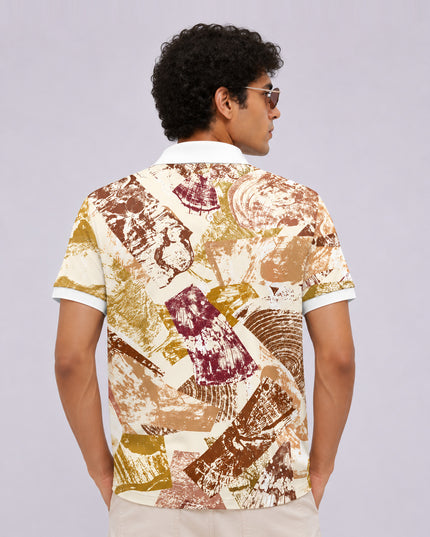 Wood Cut Pattern Polo T-Shirt #PP125