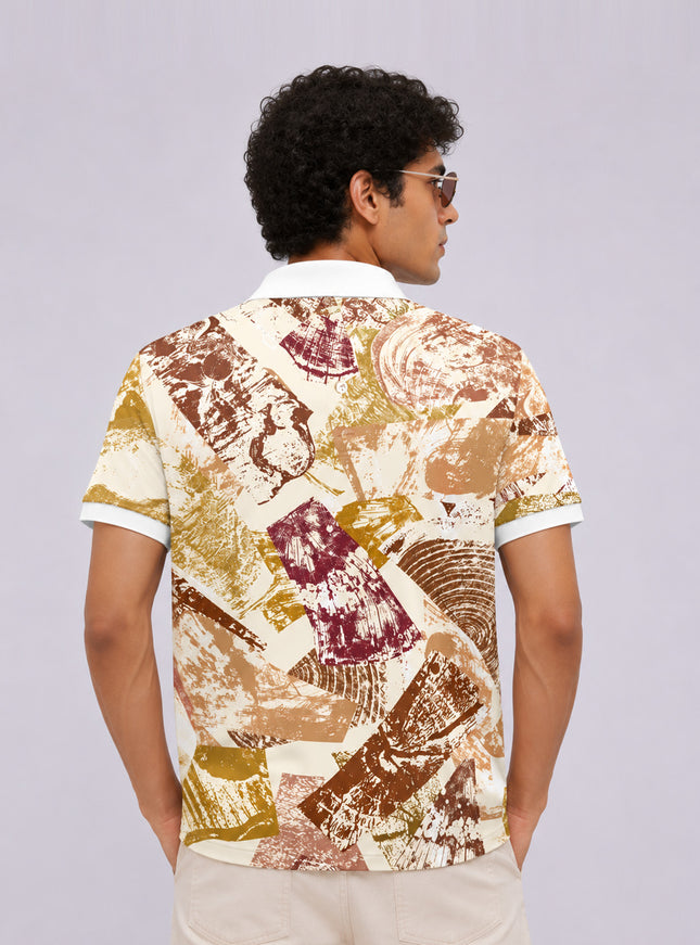 Wood Cut Pattern Polo T-Shirt #PP125