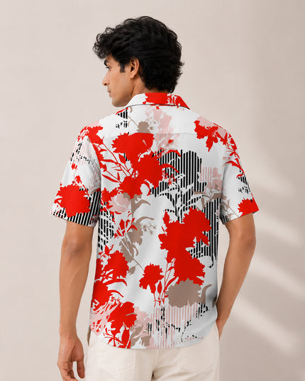 Red Floral Art Printed Shirt