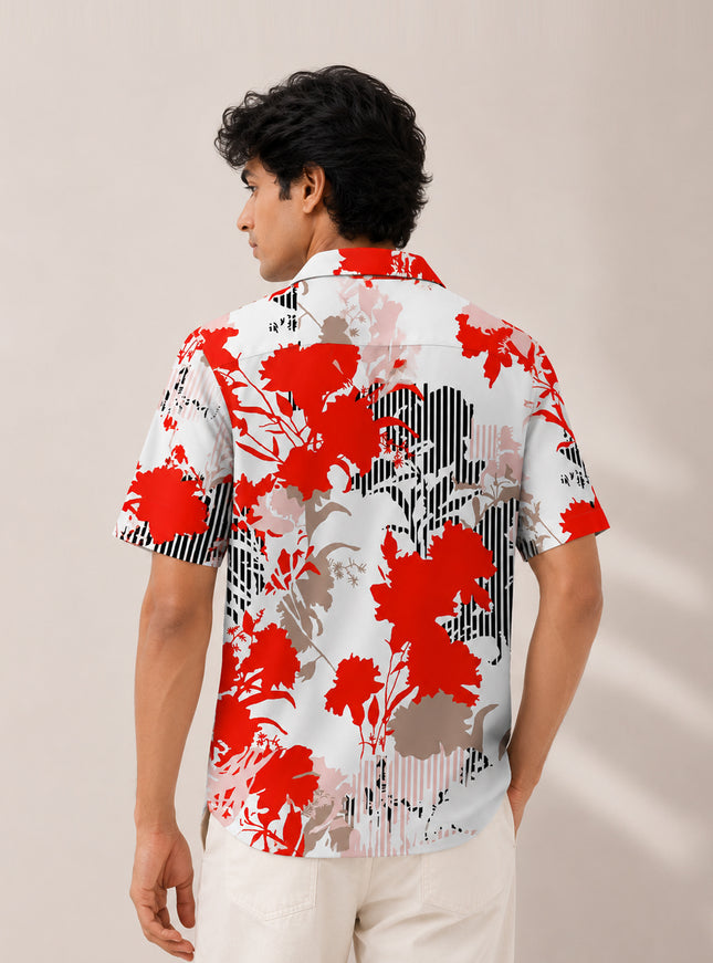 Red Floral Art Printed Shirt
