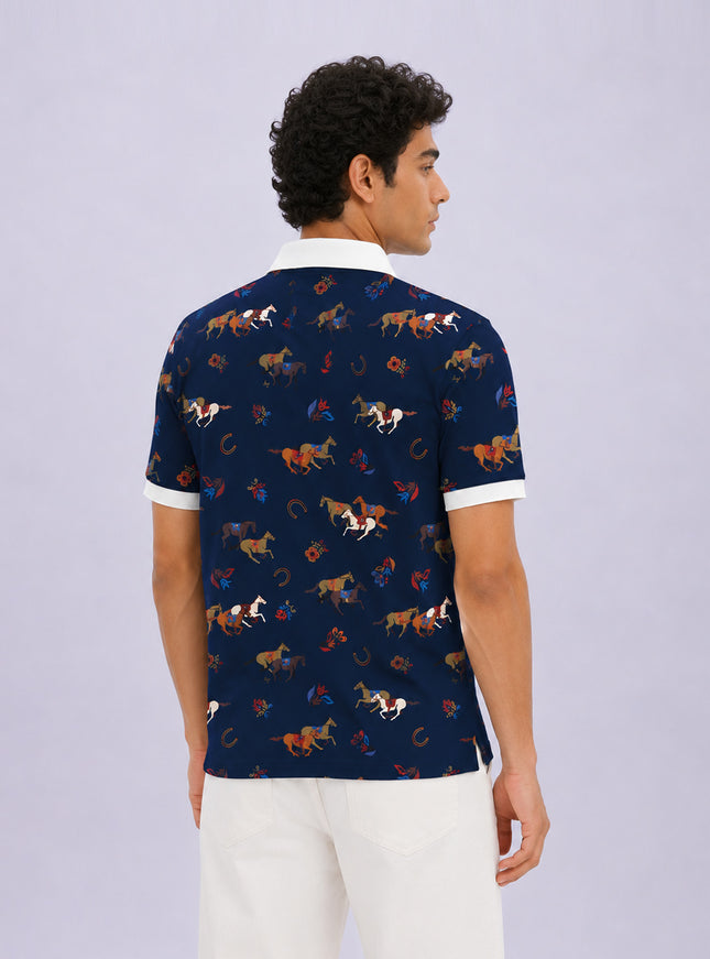 Horses Printed Polo #PP106