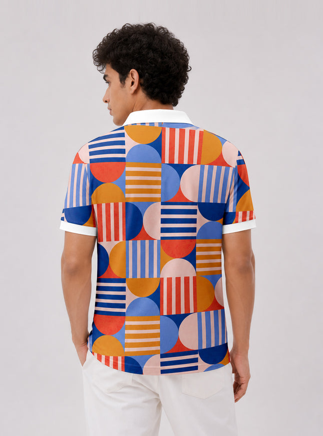 Colourful Abstract Printed Polo #PP101