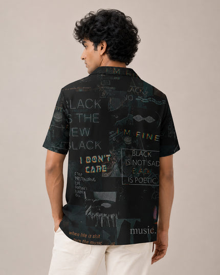 I Don't Care Black Printed Shirt