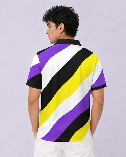 Multicolours Striped Printed Polo Tee  #PP138