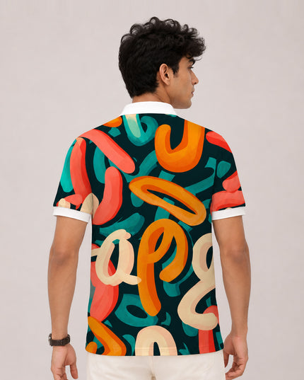 Colourful Typography Polo T-Shirt  #PP128