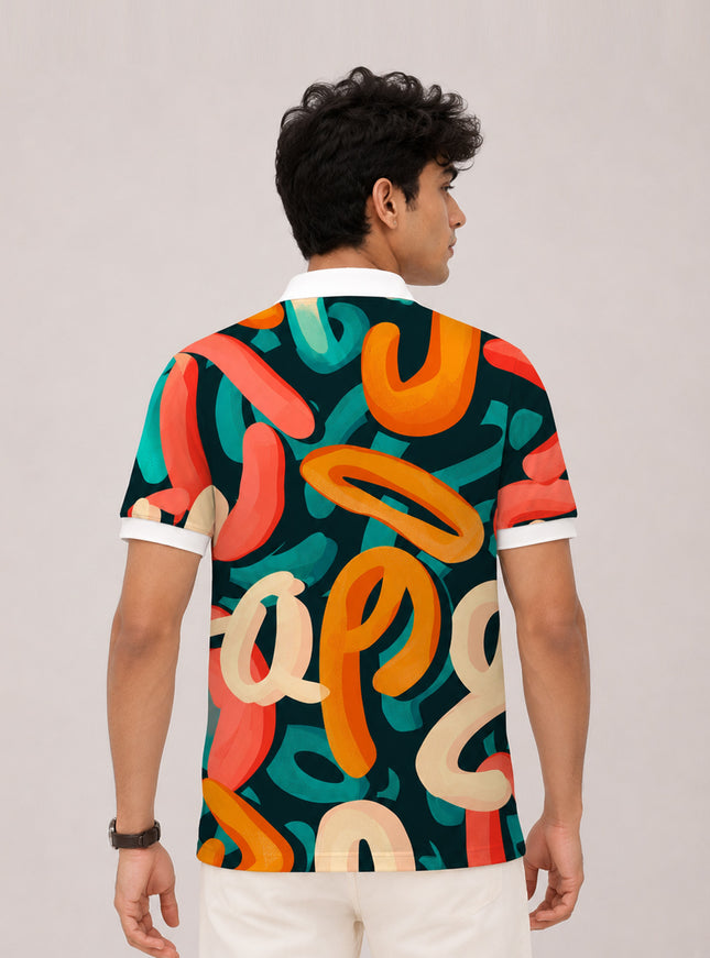 Colourful Typography Polo T-Shirt  #PP128