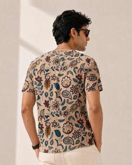 Ethnic Art Flower Print T-Shirt #PT120