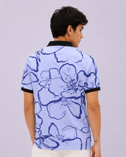 Big Floral Printed Polo Tee #PP153