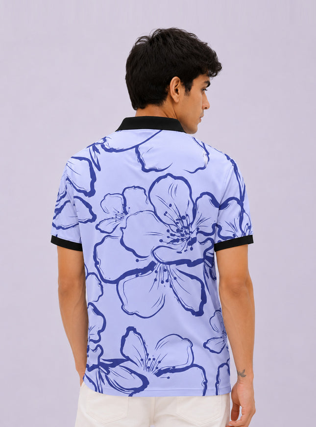 Big Floral Printed Polo Tee #PP153