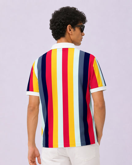 Rainbow Stripe Printed Polo T-Shirt #PP181