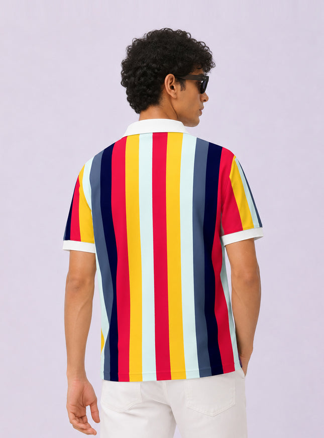 Rainbow Stripe Printed Polo T-Shirt #PP181