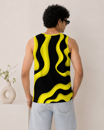 Yellow Black Wave Printed Sando #141