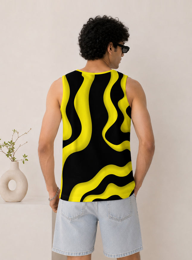 Yellow Black Wave Printed Sando #141