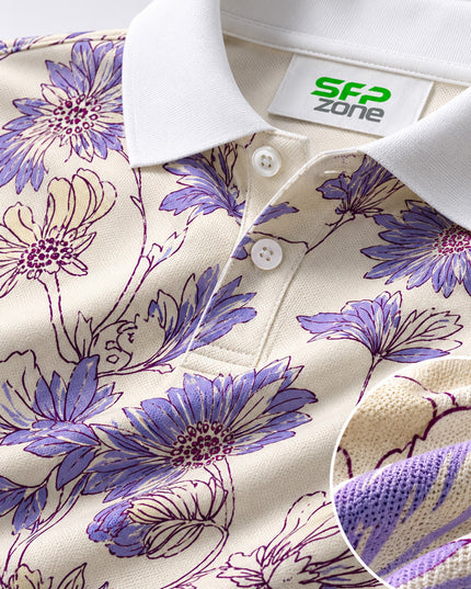 Lavender Bloom Printed Polo T-Shirt #PP186