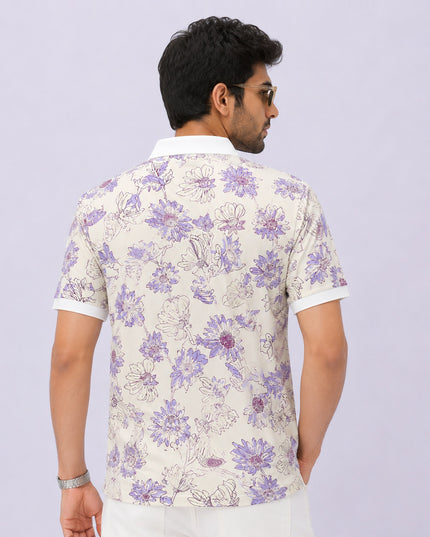 Lavender Bloom Printed Polo T-Shirt #PP186