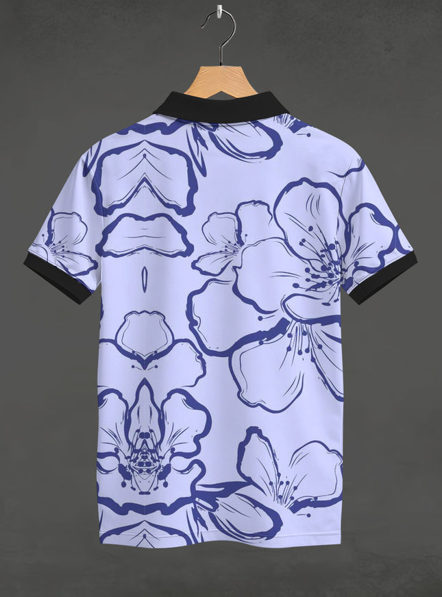 Big Floral Printed Polo Tee #PP153
