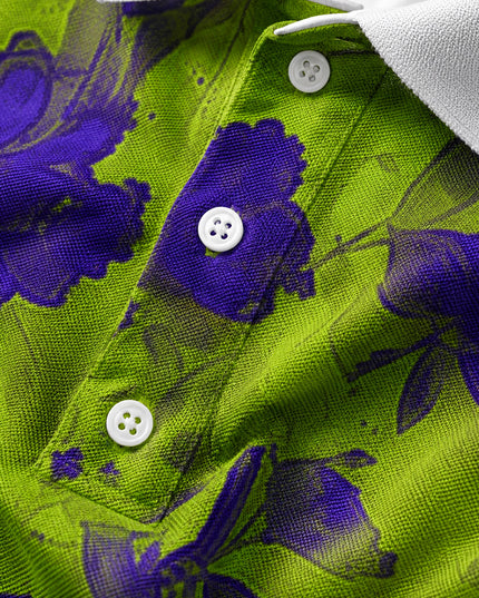 Teal Floral Printed Polo #PP105
