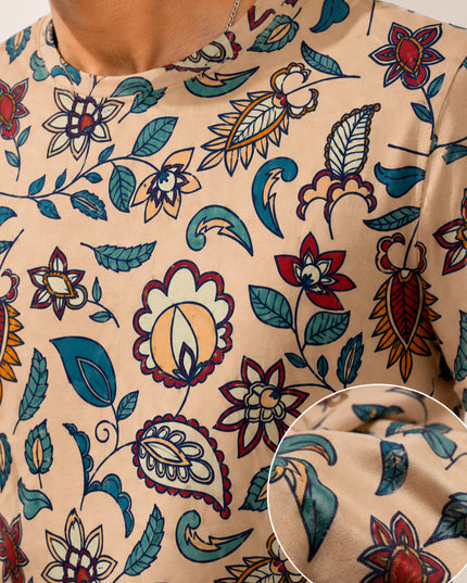 Ethnic Art Flower Print T-Shirt #PT120
