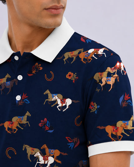 Horses Printed Polo #PP106