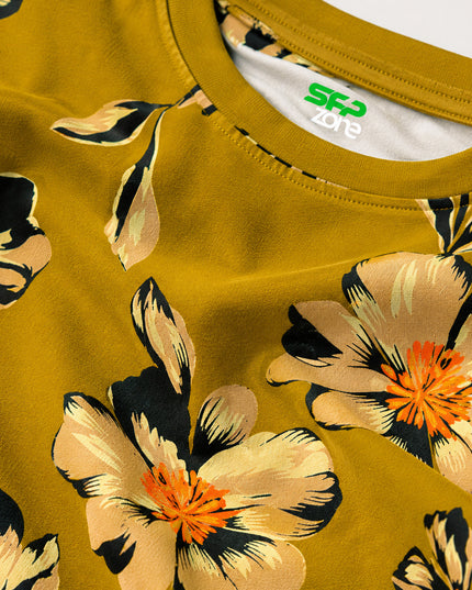 Floral Green Printed Tees #PT106