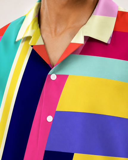 Abstract Colourful Stripes Printed Shirt