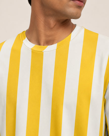 Yellow Striped Printed T-Shirt #PT146