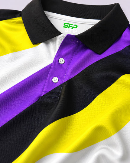 Multicolours Striped Printed Polo Tee  #PP138
