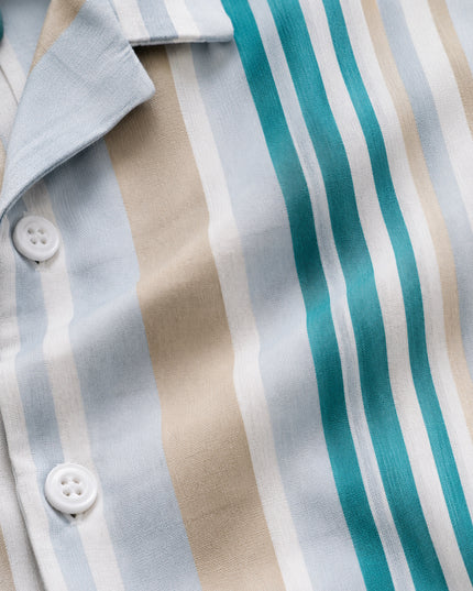 Multicolor Barcode Stripe Printed Shirt