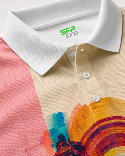 Structural Printed Polo Tee  #PP134