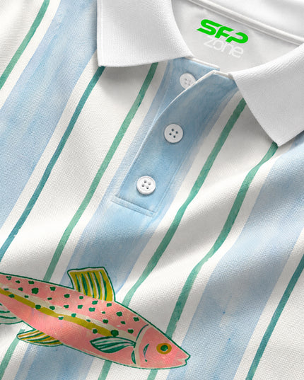 Trout Trio Art Printed Polo T-Shirt #PP176