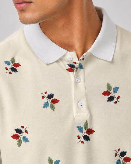 Small Leaf Pattern Printed Polo #PP110