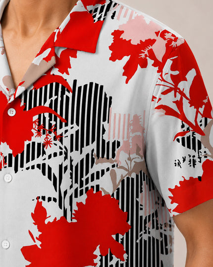 Red Floral Art Printed Shirt