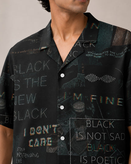 I Don't Care Black Printed Shirt