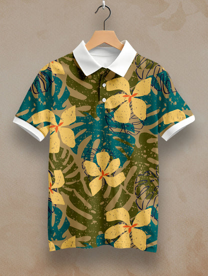 Fig Floral Printed Polo #PP121